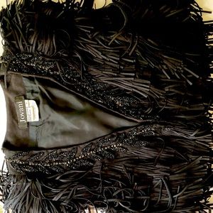 Jovani, Black fringe vest with beaded details